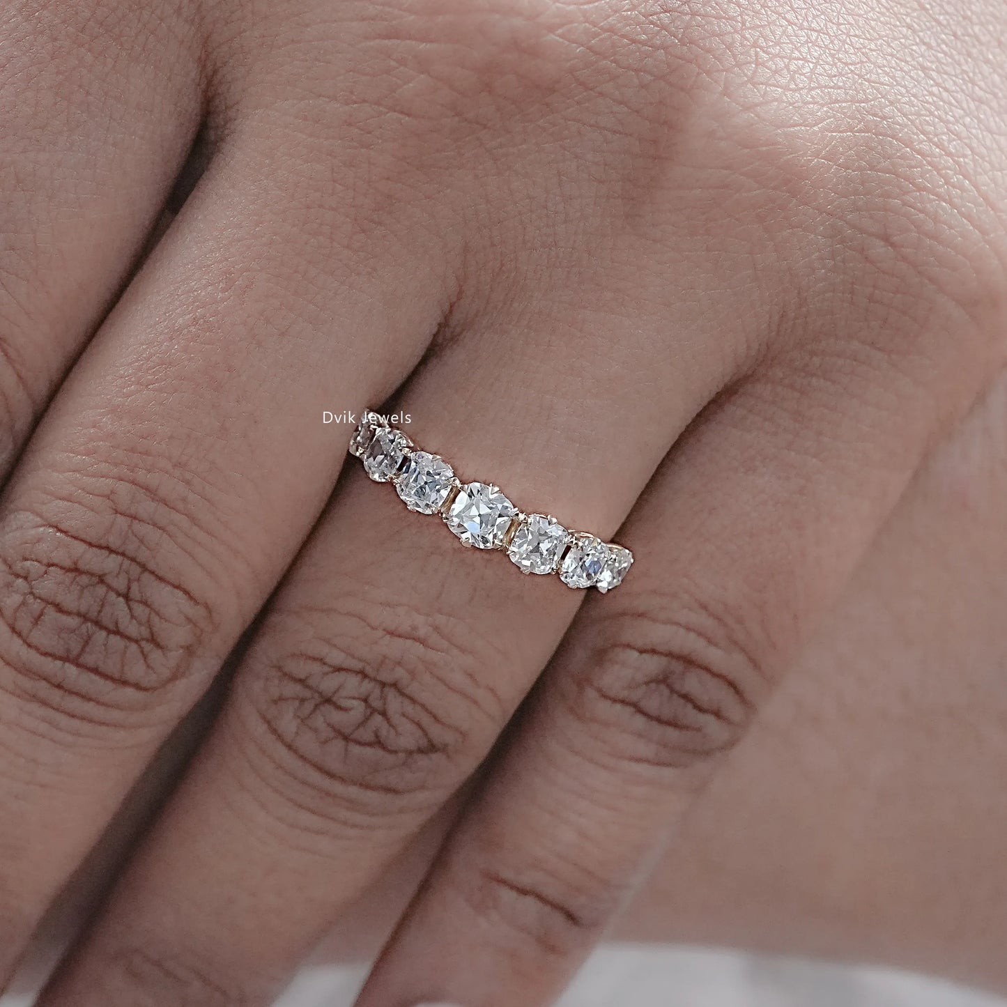 Square Old Mine Cushion Diamond Wedding Band