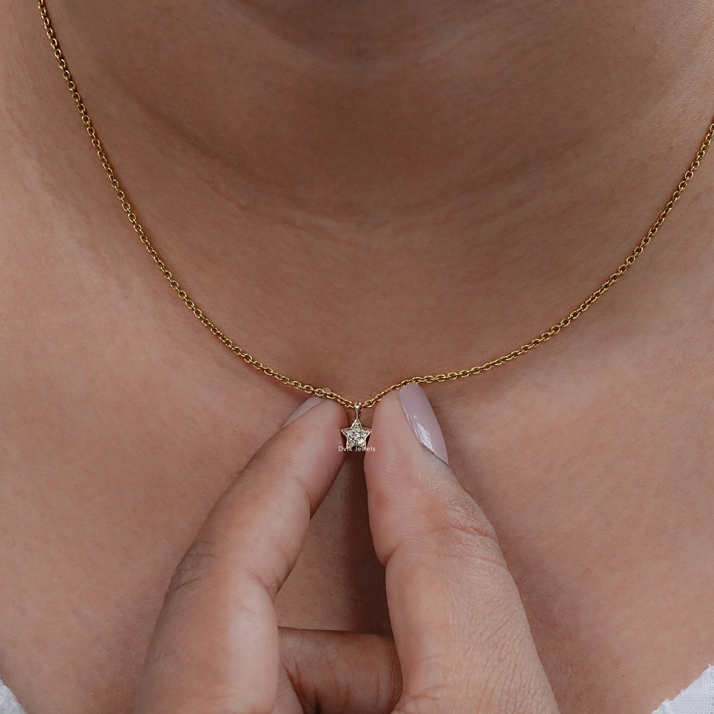 Star Shape Round Lab Diamond Pave Set Pendant