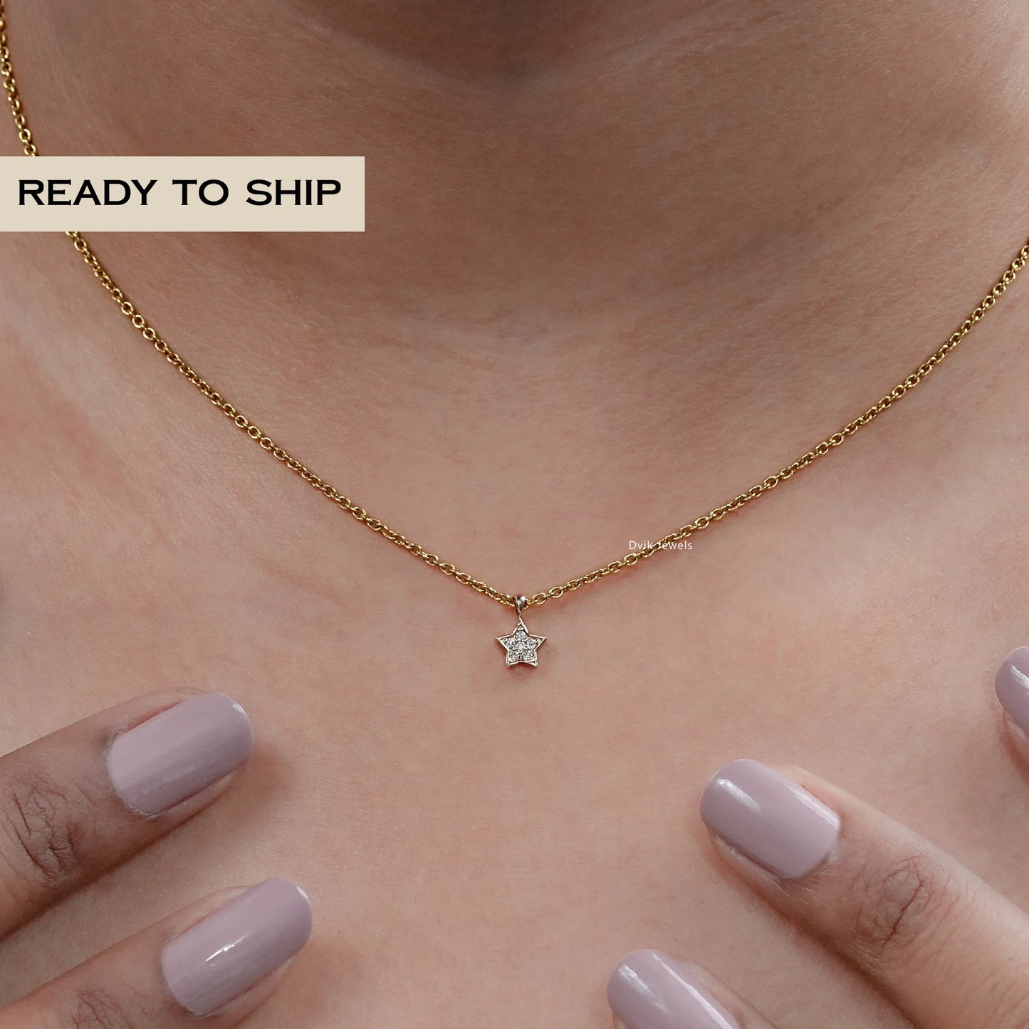Round Diamond Star Shape Pave Set Pendant
