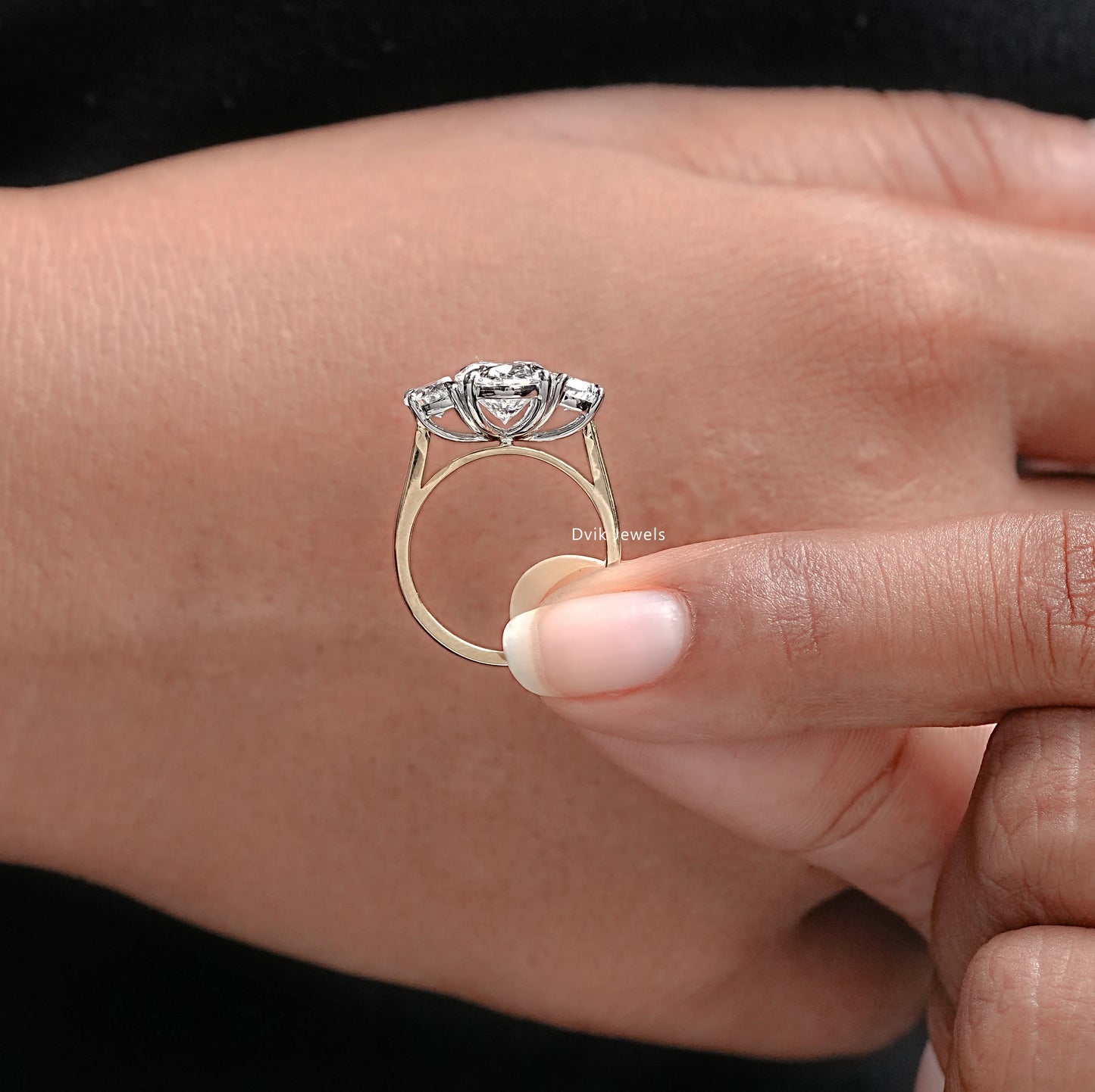 Three Stone Oval Diamond Engagement Ring