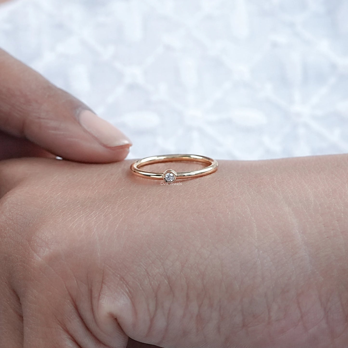 Round Cut Lab Diamond Bezel Set Ring