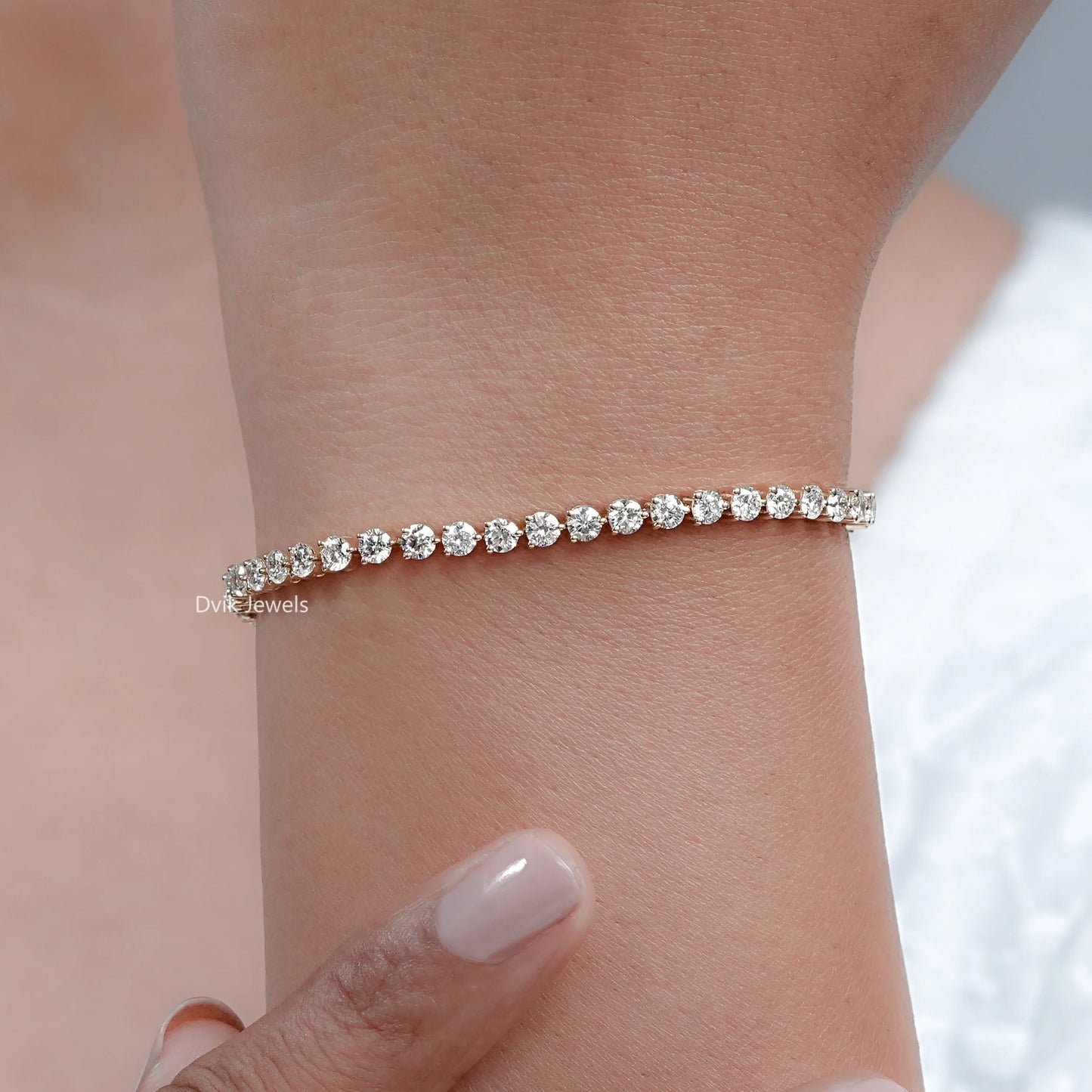 Round Cut Lab Grown Diamond Tennis Bracelet