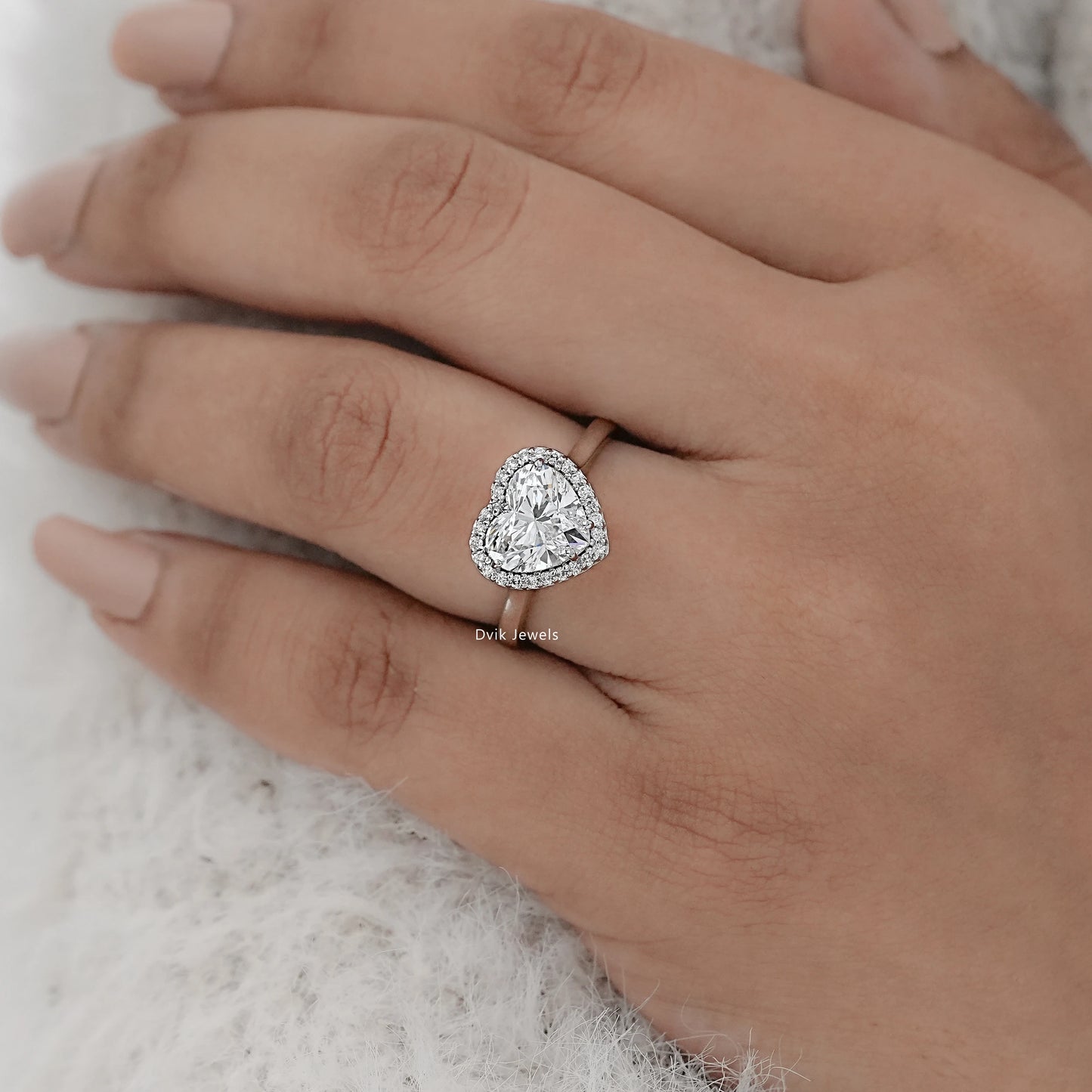 Heart Shape Halo Diamond Engagement Ring
