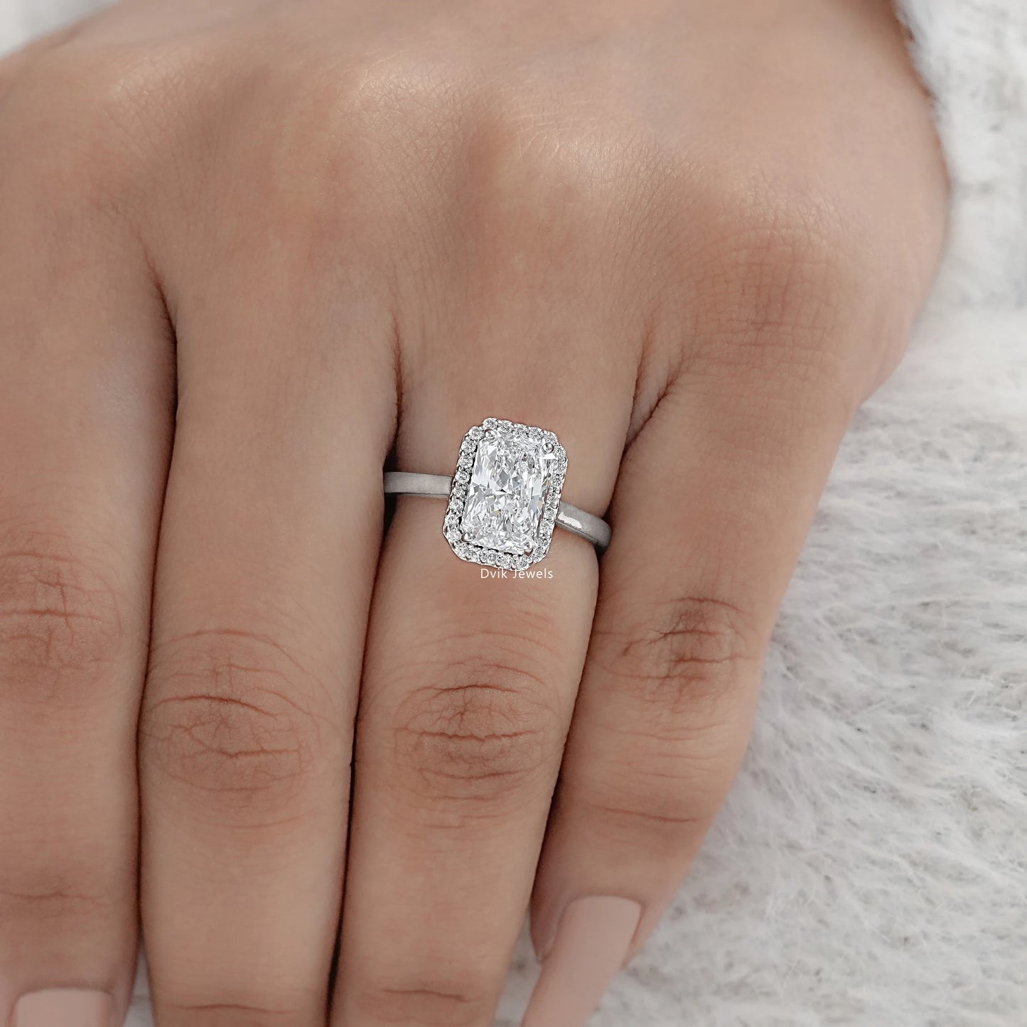 Radiant Lab Grown Halo Diamond Engagement Ring