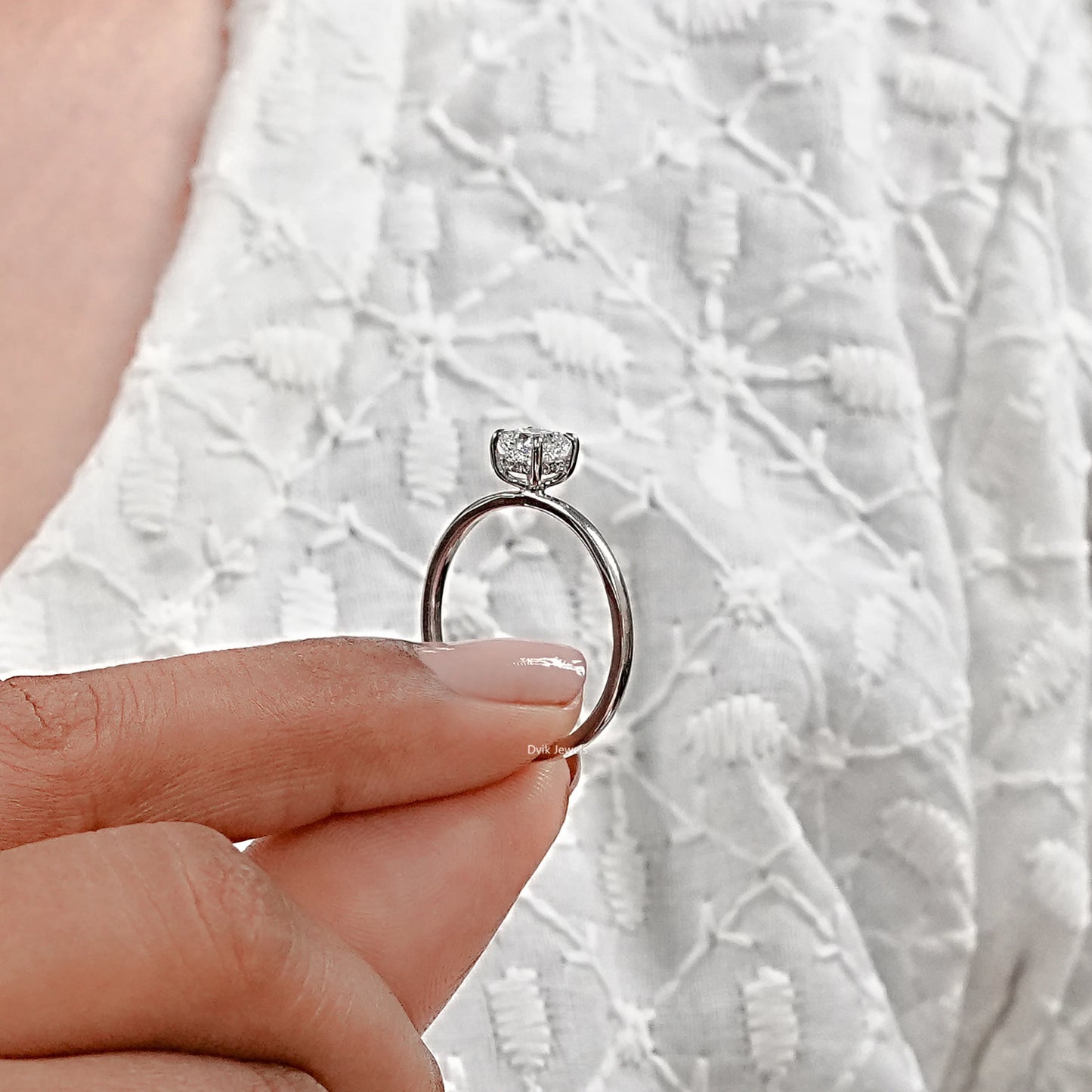 Cushion Cut Lab Diamond Hidden Halo Engagement Ring