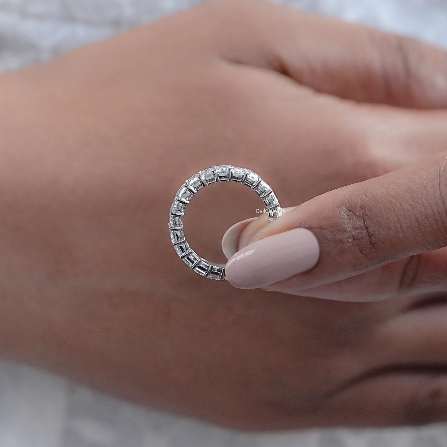 Emerald Cut Lab Grown Diamond Eternity Band