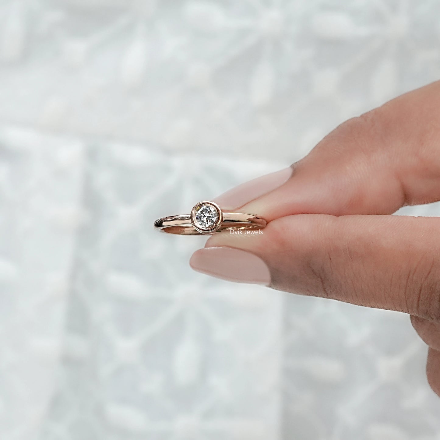 Round Diamond Bezel Set Solitaire Ring