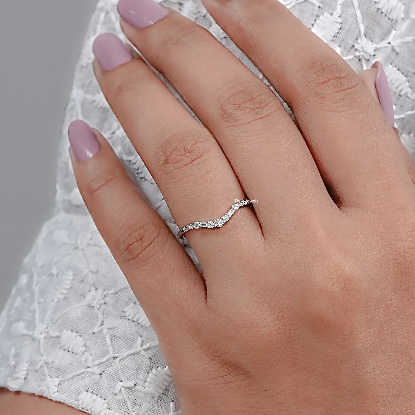 V Shaped Baguette And Round Lab Diamond Ring