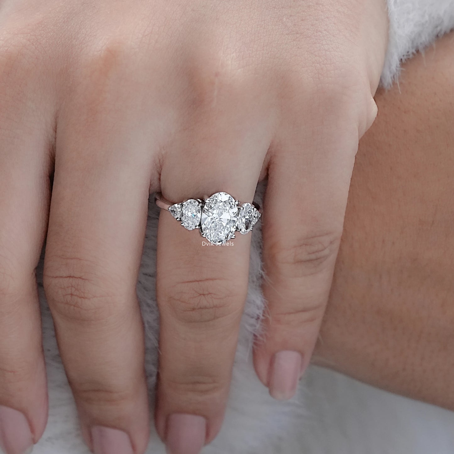 Lab Grown Diamond Oval Cut Five Stone Ring