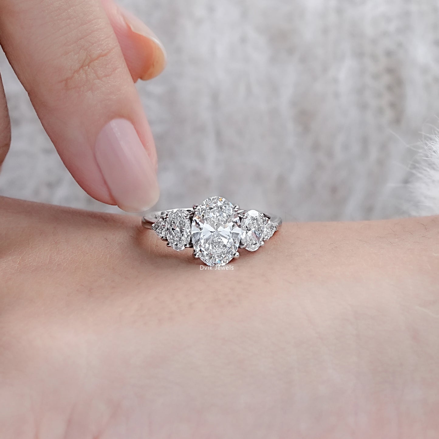 Lab Grown Diamond Oval Cut Five Stone Ring