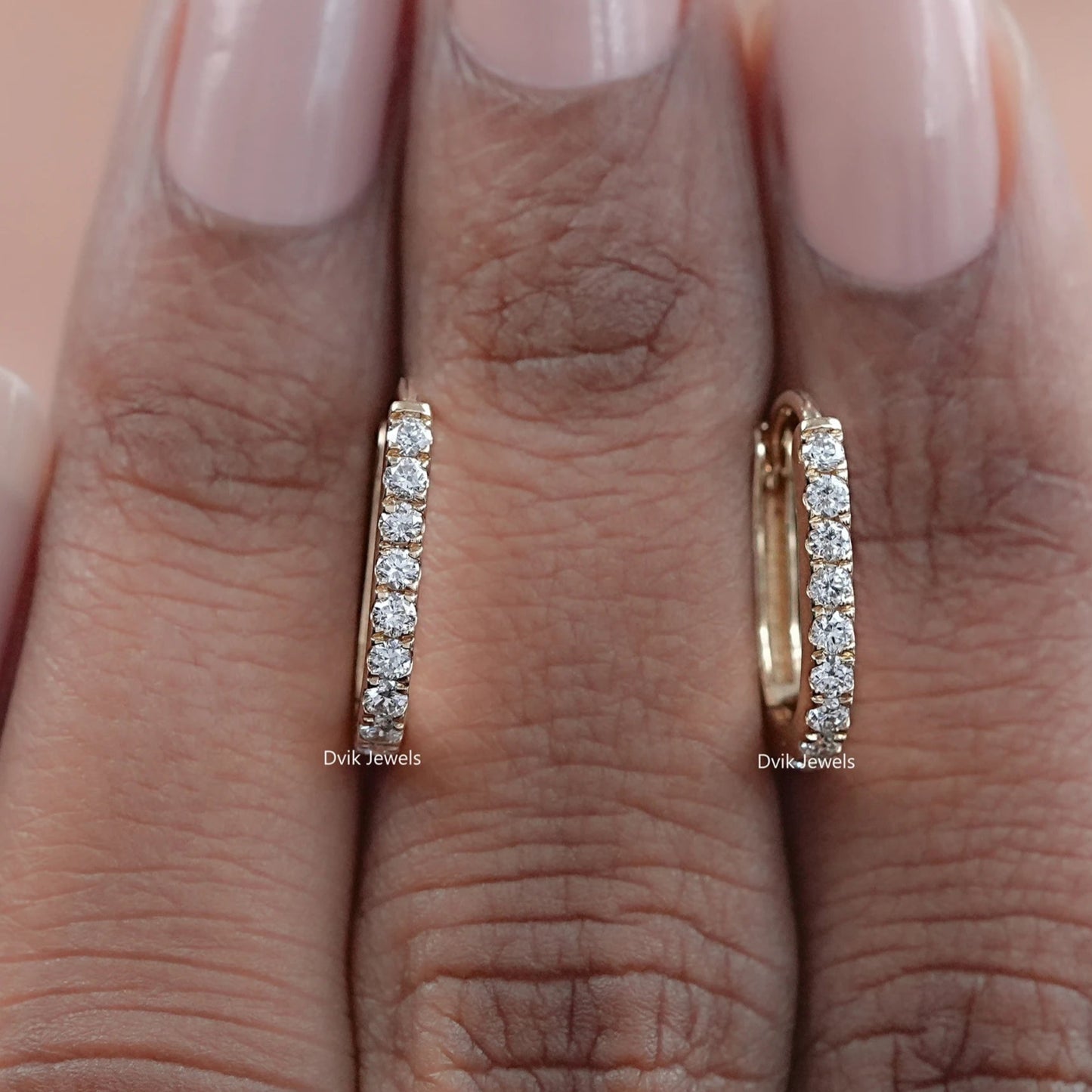 Round Diamond U Shape Hoop Earrings