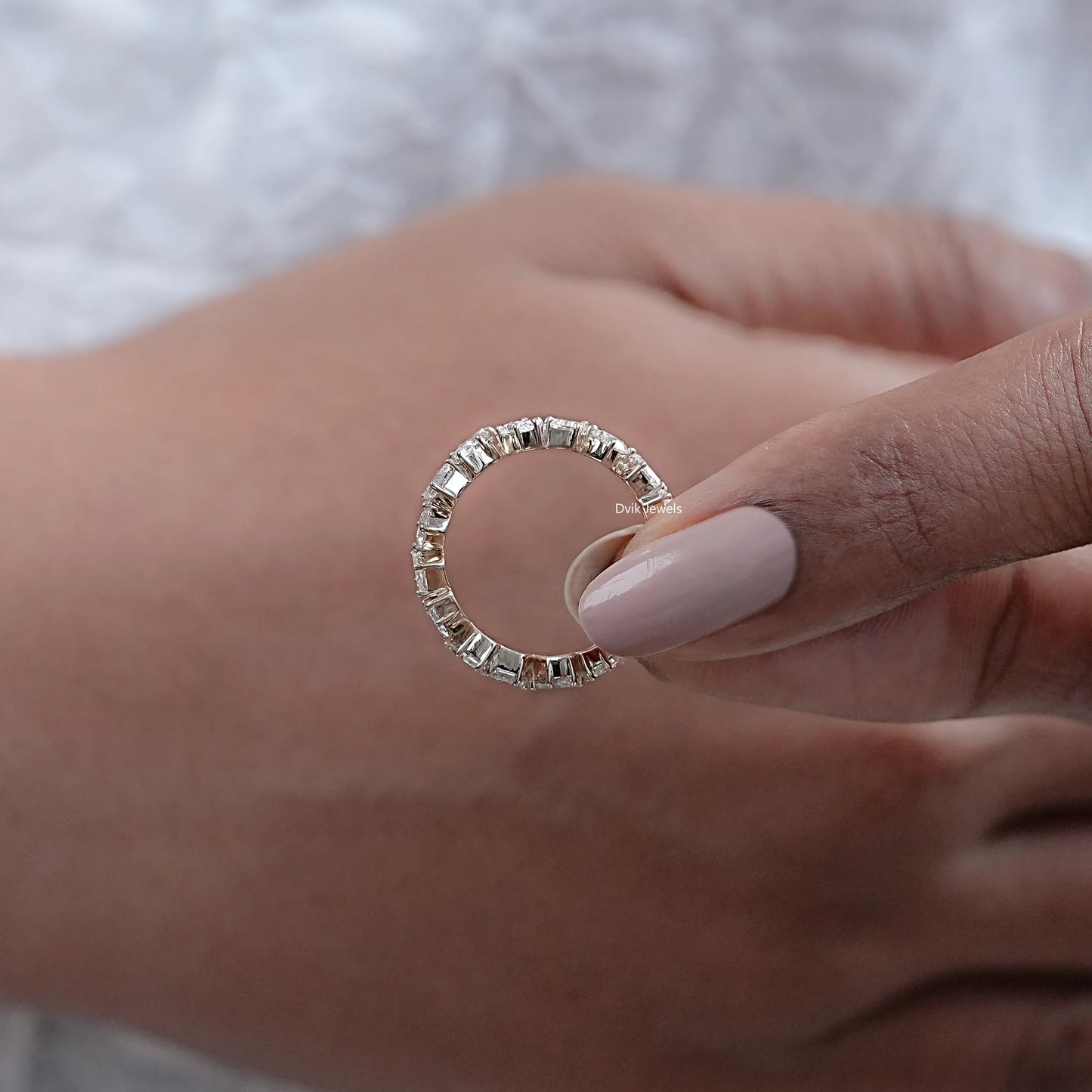 Multi Shape Lab Diamond Full Eternity Wedding Band
