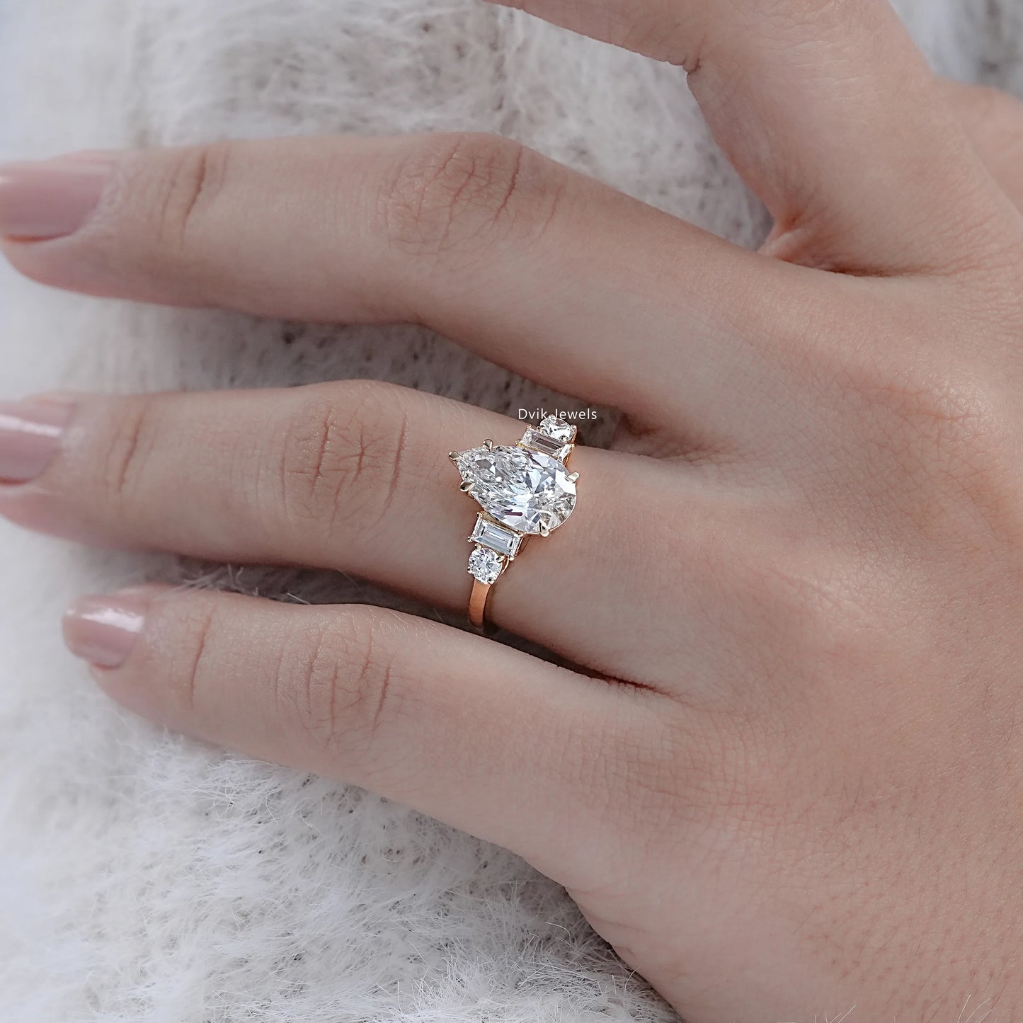 5 Stone Lab Diamond Anniversary Ring