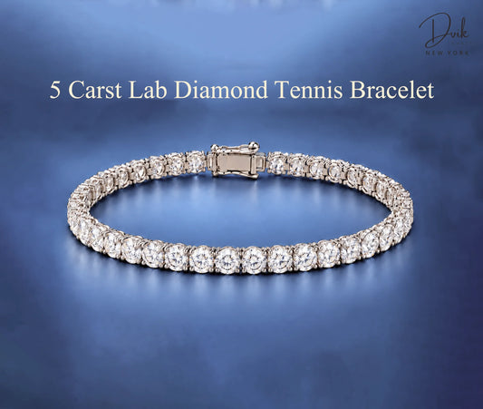 5 carat lab diamond tennis bracelet by Dvik Jewels featuring a classic tennis bracelet design for women and special occasions.