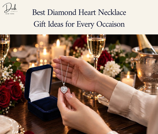 Heart shaped Lab diamond necklace in a gift box by Dvik Jewels, Featured in the center for special occasion gifting.
