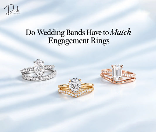 Three wedding band and engagement ring styles featuring lab diamonds by Dvik Jewels in a premium jewelry setting.