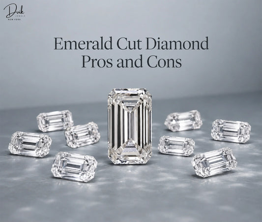 Emerald cut diamond pros and cons featuring Dvik Jewels, with a central emerald cut diamond and multiple diamond.