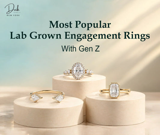 Popular lab grown engagement rings for Gen Z in 2026 at Dvik Jewels featuring trading and modern ring designs banner.