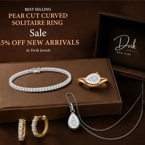 Best Selling Pear Cut Curved Solitaire Ring Sale and 25% Off New Arrivals at Dvik Jewels