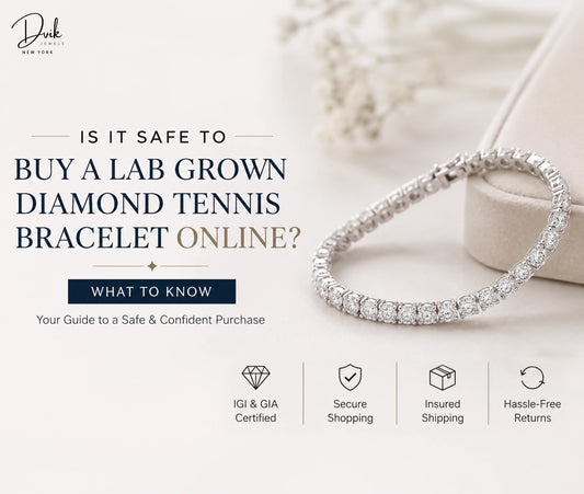 Lab grown diamond tennis bracelet by Dvik Jewels, featuring IGI and GIA certification, secure online shopping, insured shipping, and hassle-free returns.