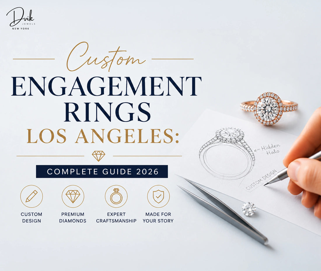 Custom engagement rings in Los Angeles featuring expert craftsmanship, premium diamonds, and custom design services by Dvik Jewels.