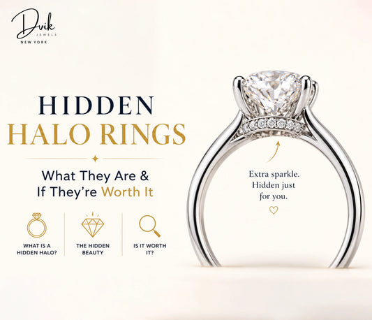 Hidden halo rings explanation and worth by Dvik Jewels New York with a round brilliant diamond ring image