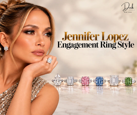 Jennifer Lopez engagement ring style guide featuring various diamond ring designs by Dvik Jewels.