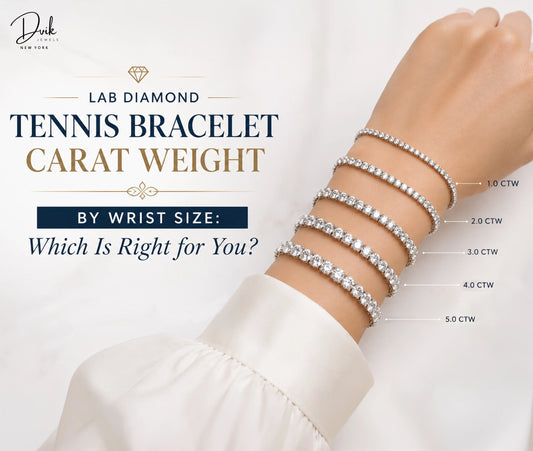 Dvik Jewels lab grown diamond tennis bracelet carat size comparison guide from 1.0 CTW to 5.0 CTW on wrist
