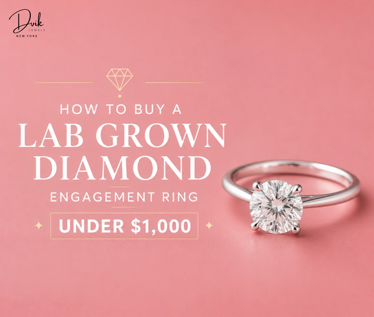 Solitaire lab grown diamond engagement ring under $1000 by Dvik Jewels