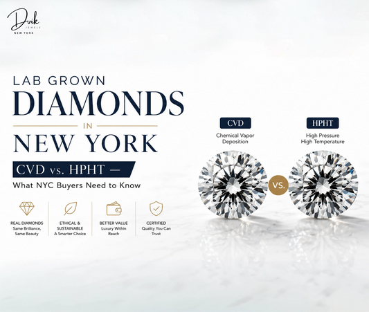 CVD vs HPHT lab grown diamonds in New York by Dvik Jewels.