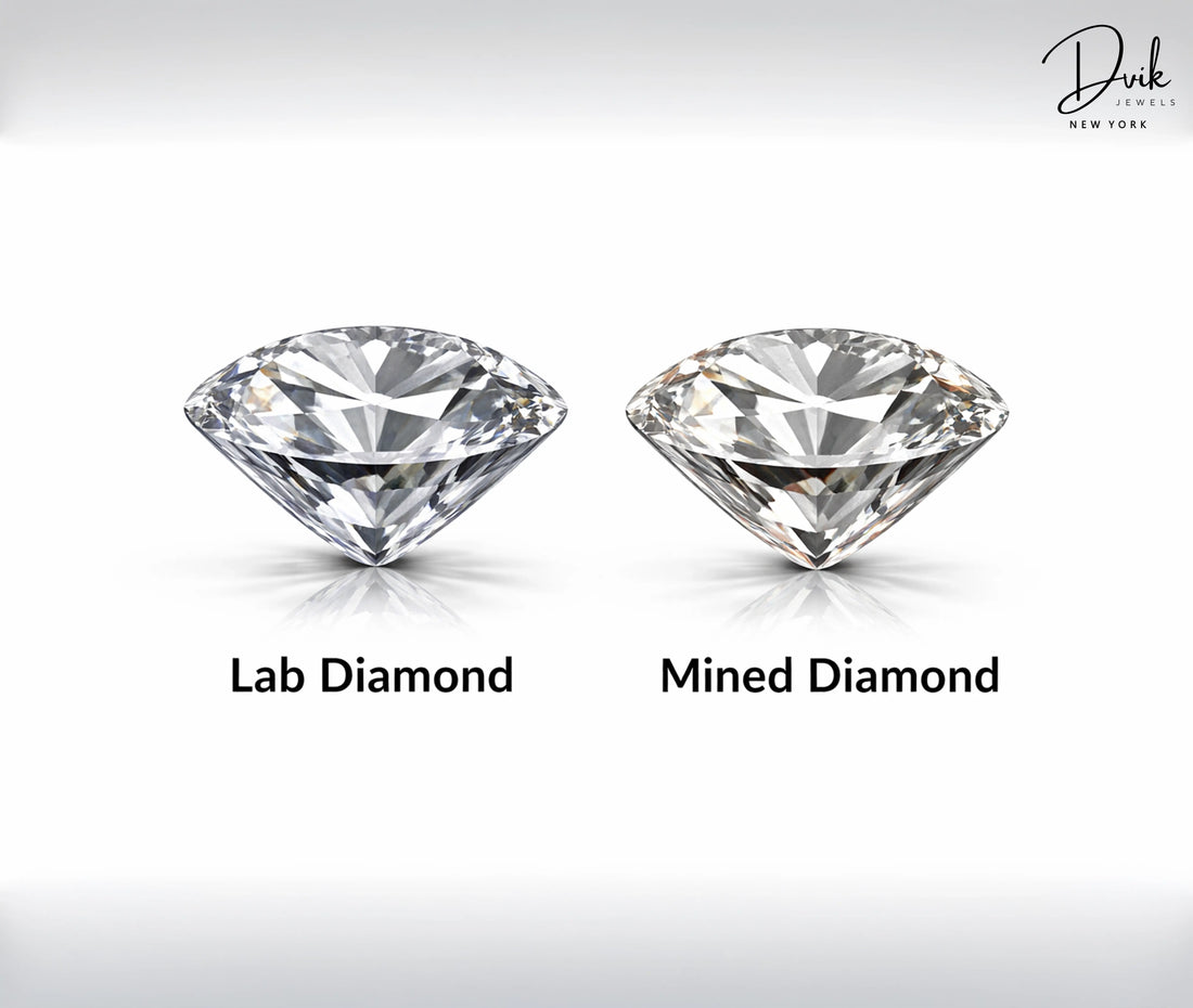 Lab grown vs mined diamond comparison by Dvik Jewels for 2026 engagement ring guide.