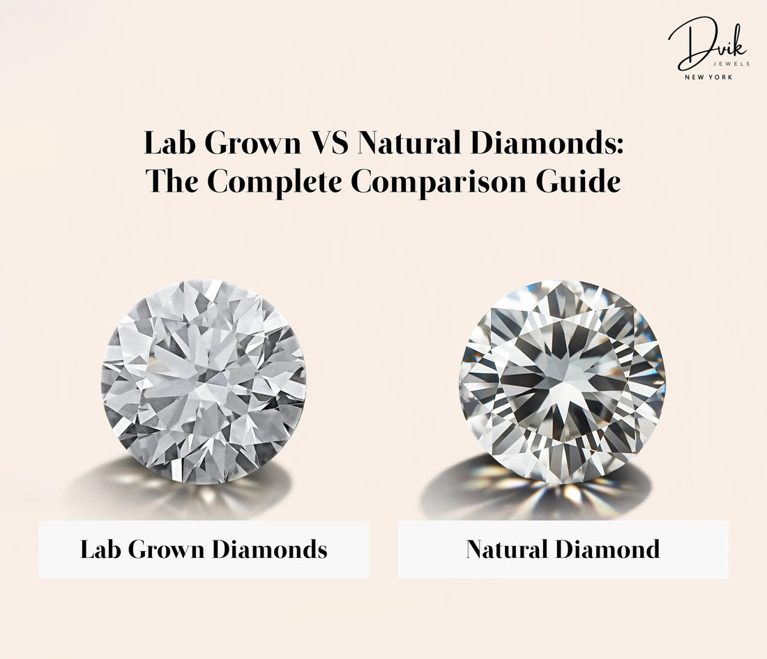Dvik Jewels lab grown vs natural diamonds comparison with round brilliant diamond examples