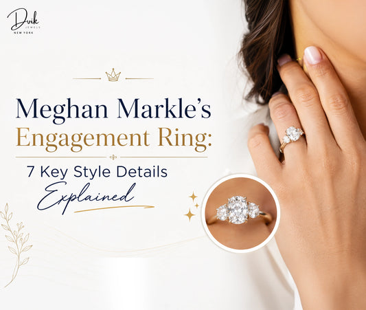 Meghan Markle style three stone Cushion engagement ring on a hand, featured by Dvik Jewels.