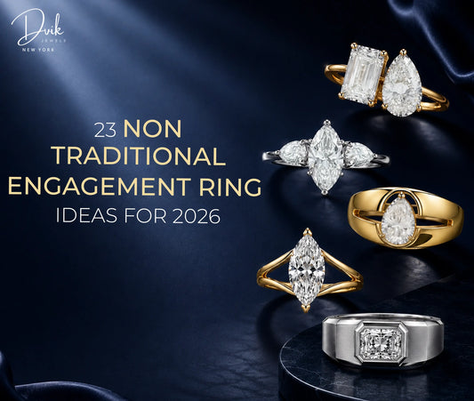 23 non traditional engagement ring ideas for 2026, featuring modern diamond cuts, unique gold and platinum settings, and unique designs by Dvik Jewels.