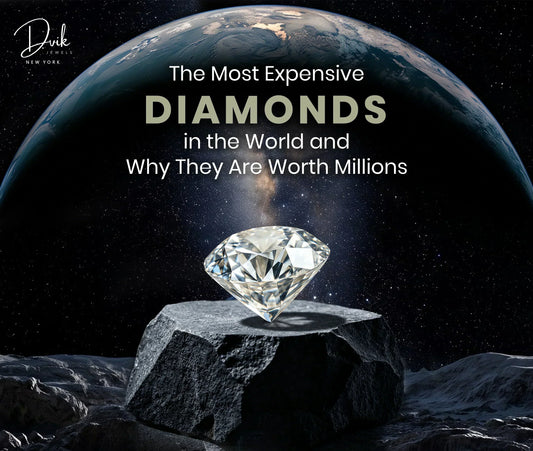 The Most Expensive Diamonds in the World displayed on a rock with earth and space background