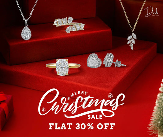Christmas 2025 jewelry sale featuring diamond rings, earrings, and necklaces with flat 30% off.