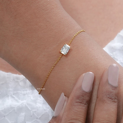 Lab Diamond Radiant Cut Solitaire Chain Bracelet