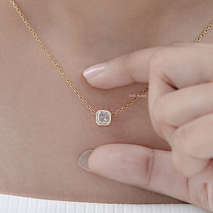 Asscher Cut Lab Grown Bezel Set Pendant