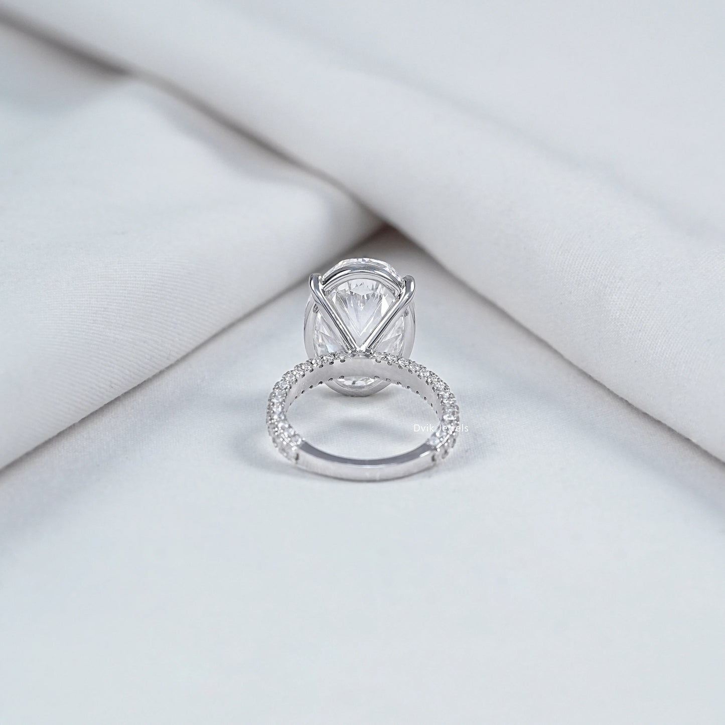 10 CT Oval Cut Lab Diamond Three Row Engagement Ring