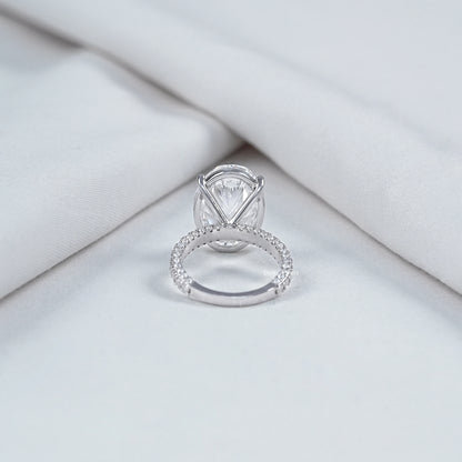 10 CT Oval Cut Lab Diamond Three Row Engagement Ring