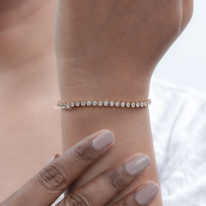 Round Cut Lab Grown Diamond Bezel Bracelet