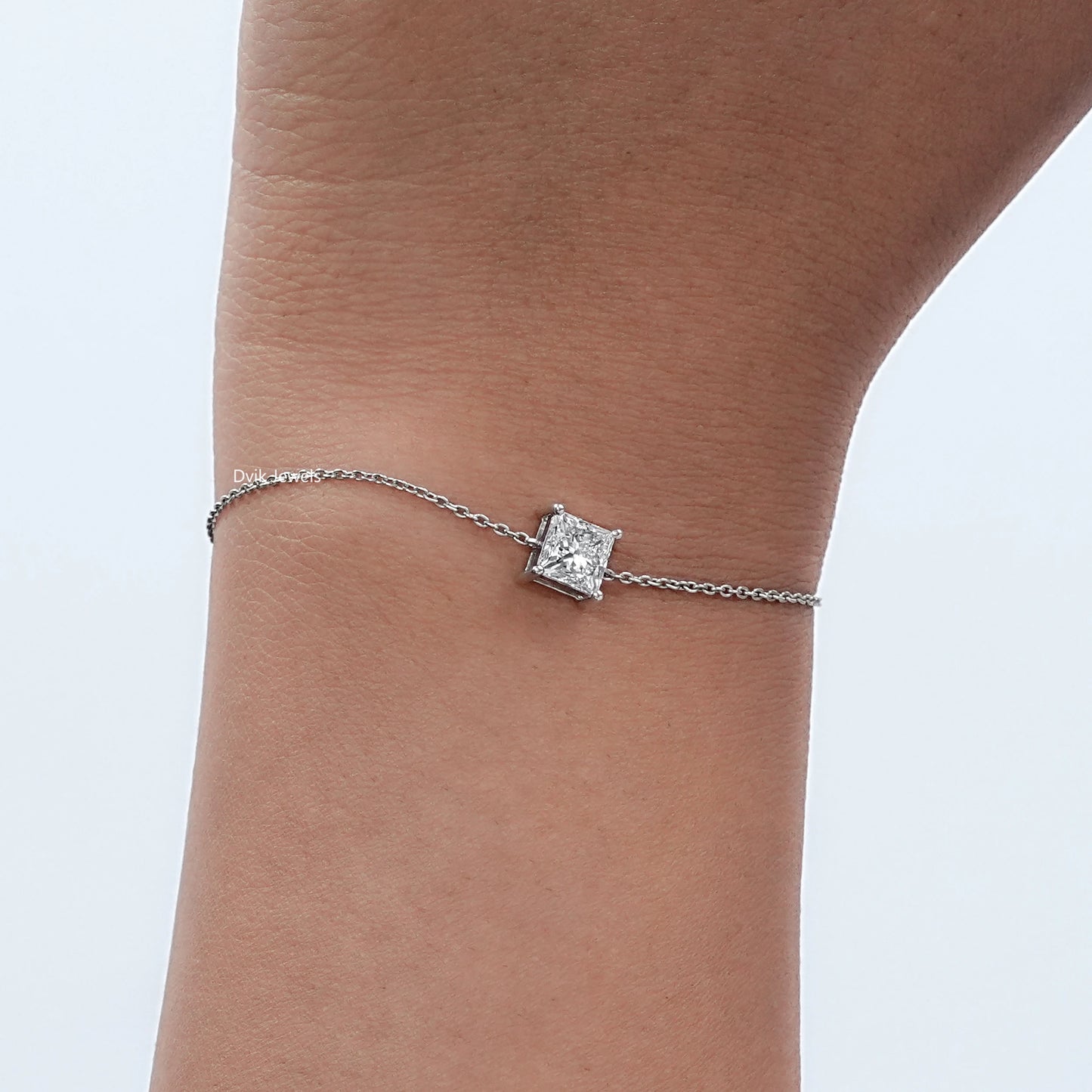 Princess Cut Lab Grown Diamond Solitaire Bracelet