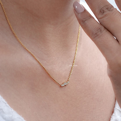 Baguette and Round Diamond Bar Necklace