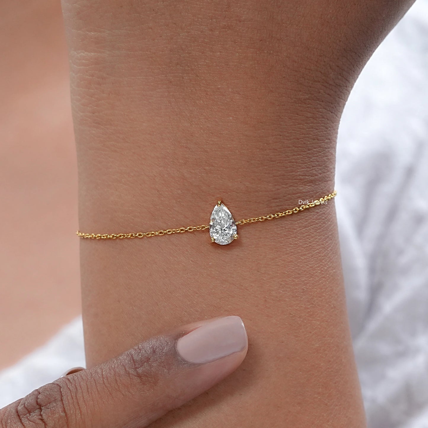 Pear Shaped Lab Diamond Solitaire Bracelet