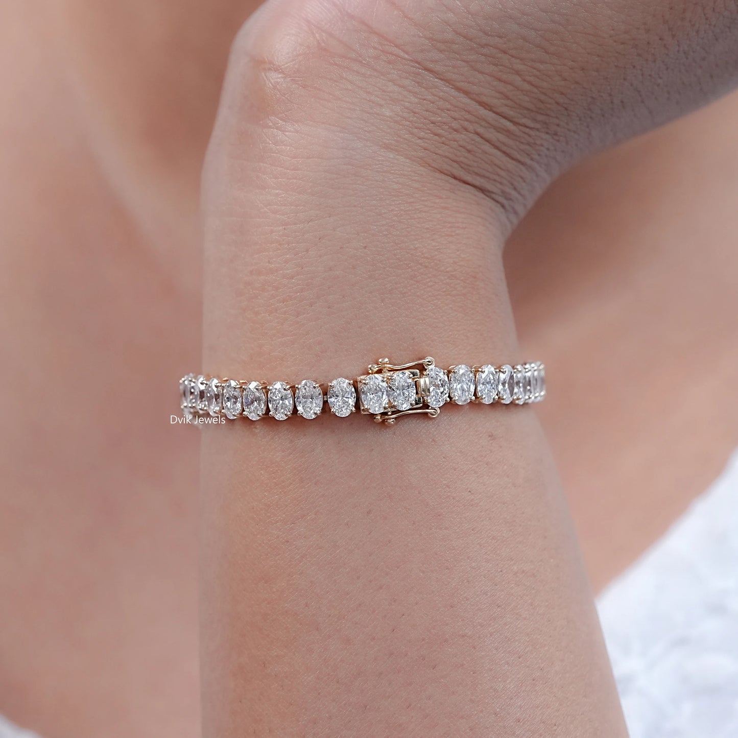 Oval Cut Lab Diamond Tennis Bracelet