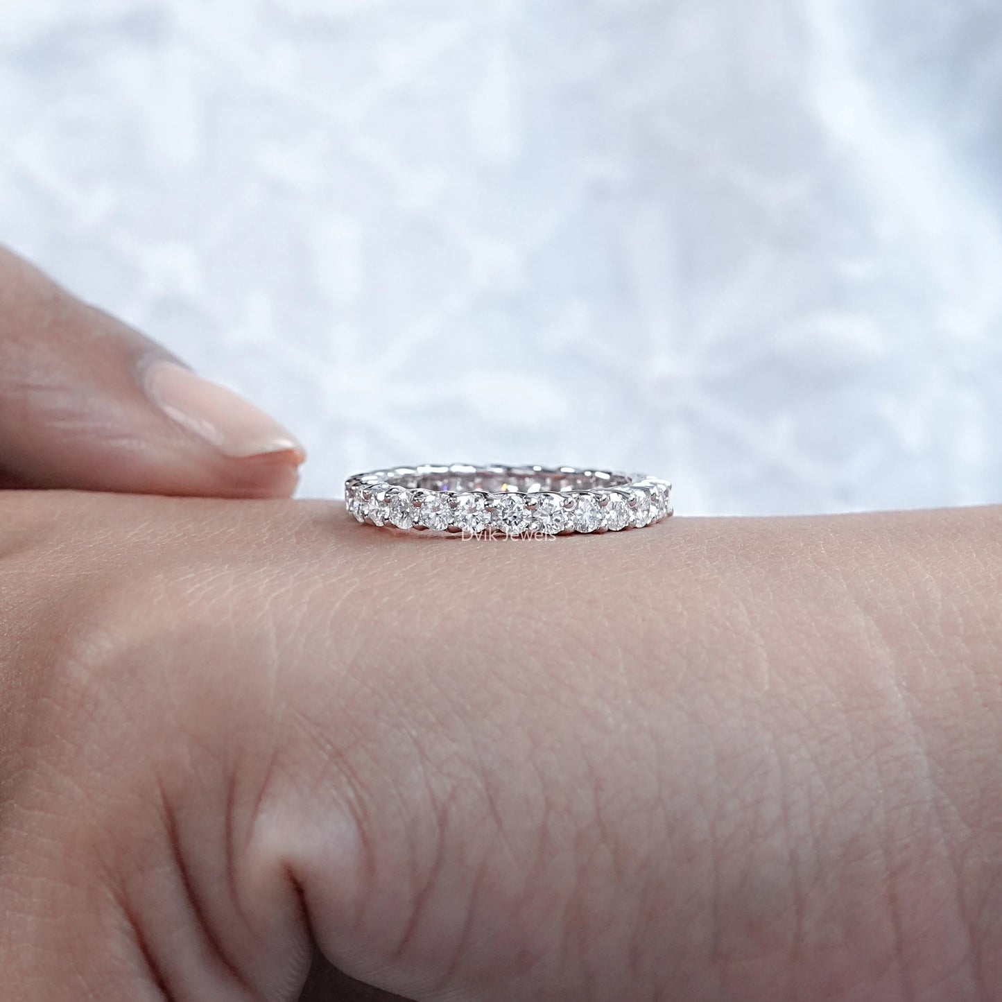 Round Lab Diamond Eternity Wedding Band