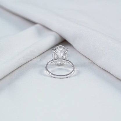 7 CT Oval Cut Lab Diamond Accent Set Ring