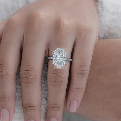 7 CT Oval Cut Lab Diamond Accent Set Ring