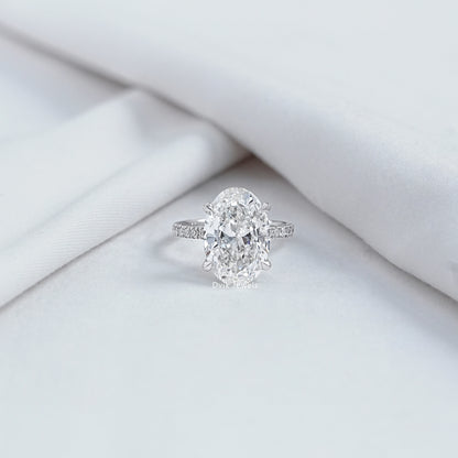 7 CT Oval Cut Lab Diamond Accent Set Ring