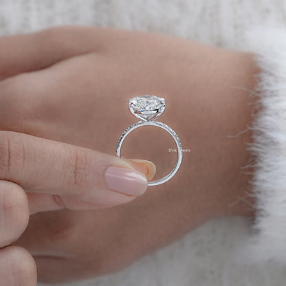 7 CT Oval Cut Lab Diamond Accent Set Ring